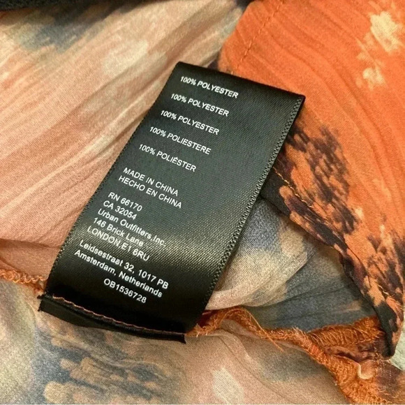 Urban Outfitters Semi Sheer Long Sleeve Top Flared Sleeves Casual Retro Frunky M - Picture 8 of 10